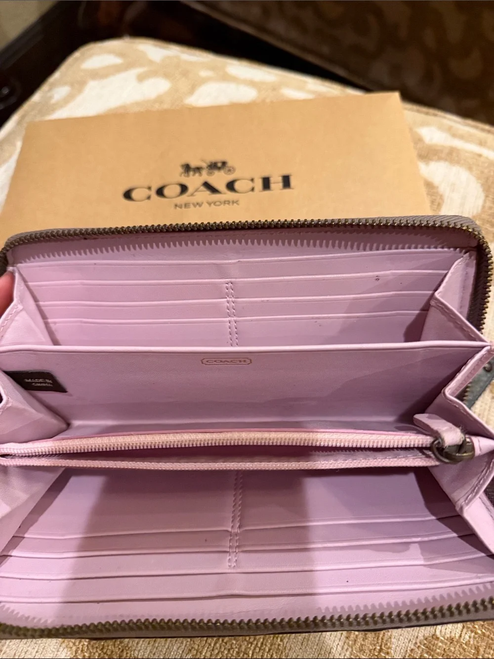 Coach Snake-Print Zip Wallet in Gray and Black Tones - lavender interior 💜